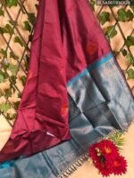 Elegant Maroon and Teal Semi Soft Silk Saree with Intricate Pallu and Border Design