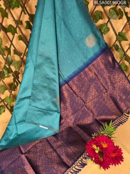 Teal Green and Maroon Semi Soft Silk Saree with Intricate Pattern and Rich Pallu Design