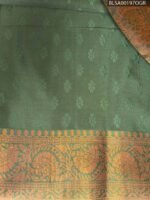 Stunning Green and Brown Semi Soft Silk Saree with Floral Motifs and Rich Pallu - Image 2