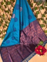 Turquoise Blue and Purple Semi Soft Silk Saree with Elegant Border and Rich Motifs