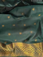 Elegant Green Semi Soft Silk Saree with Rich Brown Border and Floral Motifs - Image 2