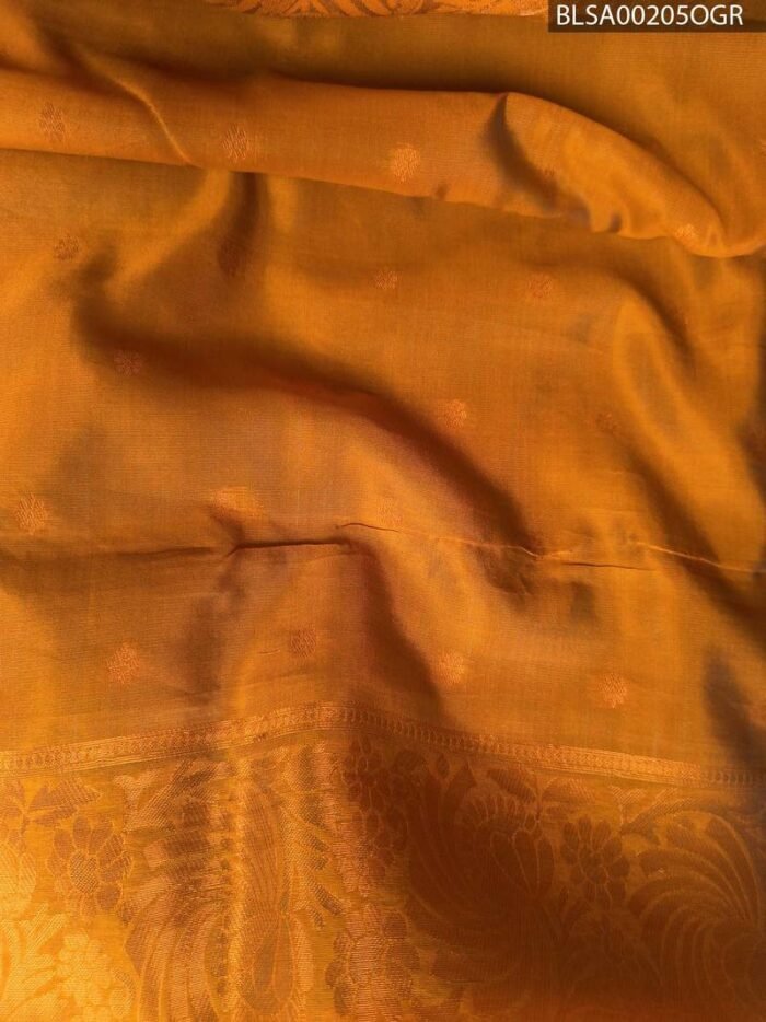 Dark Green and Mustard Semi Soft Silk Saree with Floral Pallu and Rich Border - Image 2