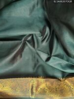 Rust Orange Semi Soft Silk Saree with Rich Green Floral Border - Image 2
