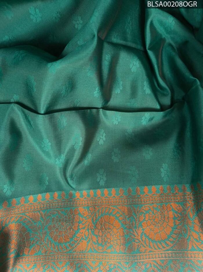Stylish Pink and Teal Semi Soft Silk Saree with Floral Motifs and Rich Pallu - Image 2