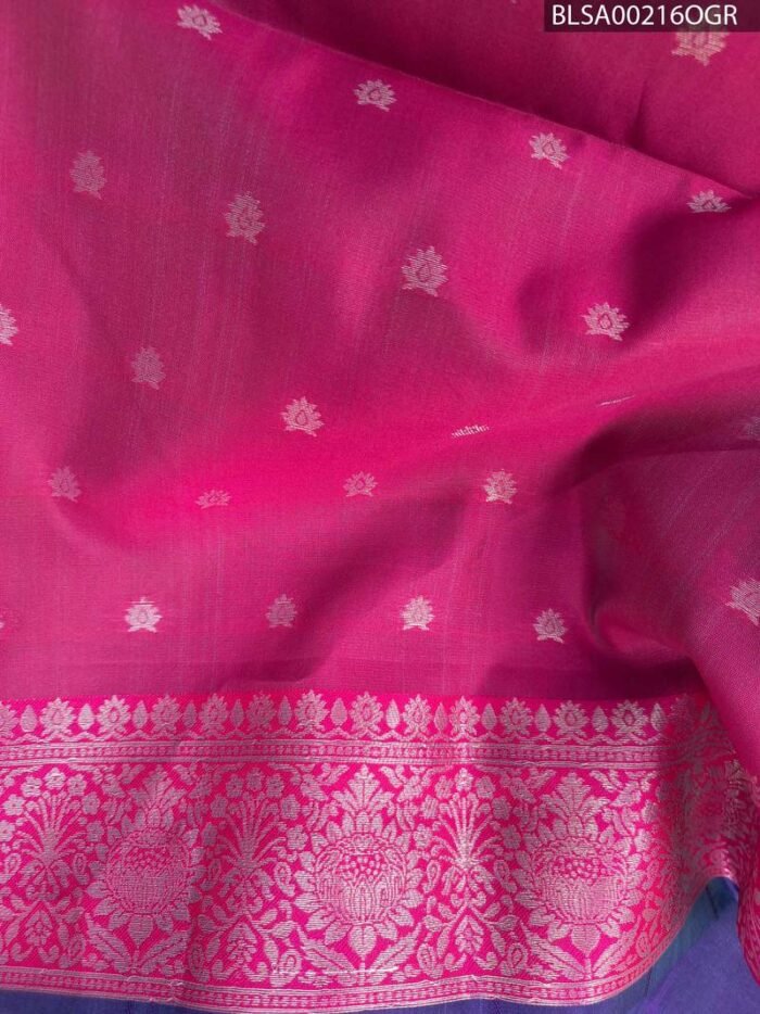 Vibrant Purple and Pink Semi Soft Silk Saree with Geometric Patterns and Rich Border - Image 2