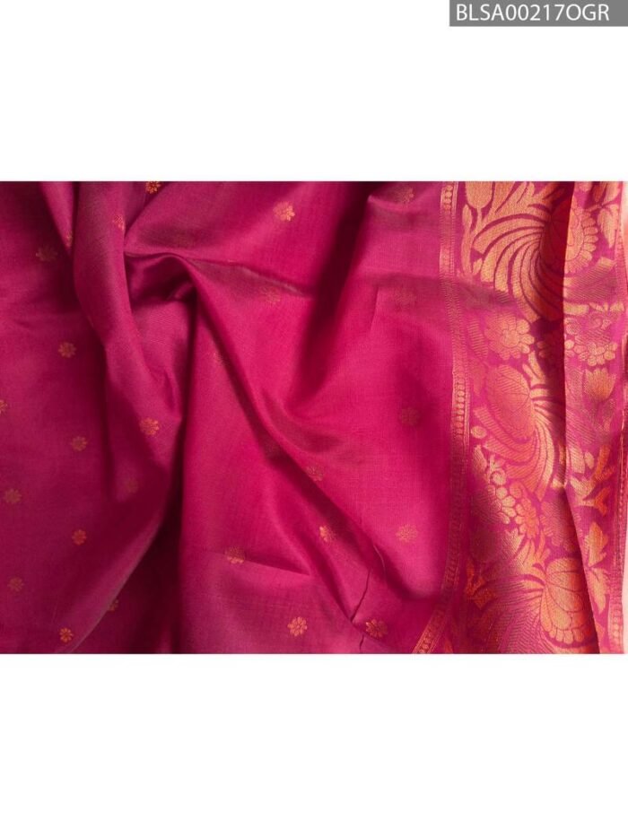 Pink Semi Soft Silk Saree with Rich Purple Border and Beautiful Motifs - Image 2