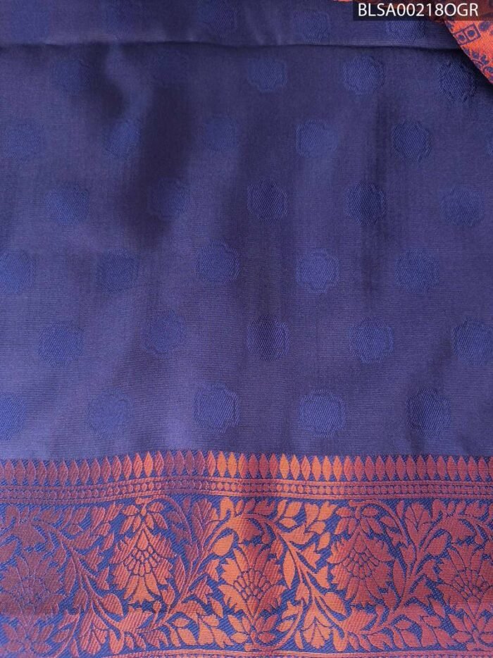 Elegant Purple and Navy Blue Semi Soft Silk Saree with Rich Floral Border - Image 2
