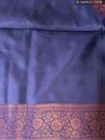 Trendy Grey and Navy Blue Semi Soft Silk Saree with Floral Patterns and Rich Border - Image 2