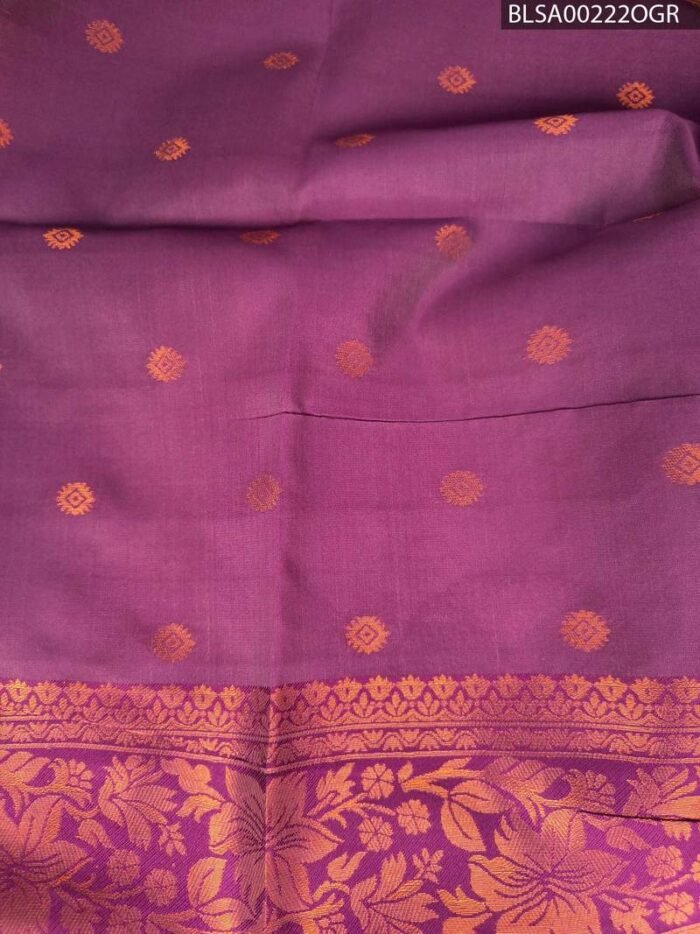 Elegant Grey and Purple Semi Soft Silk Saree with Beautiful Printed Motifs and Rich Border - Image 2