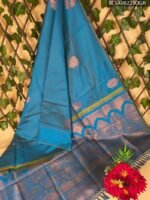 Elegant Blue Semi Soft Silk Saree with Intricate Motifs and Contrast Pallu Design