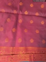 Beautiful Blue and Brown Semi Soft Silk Saree with Floral Motifs and Elegant Border - Image 2