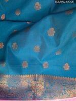 Beautiful Lavender and Blue Semi Soft Silk Saree with Unique Geometric Patterns - Image 2