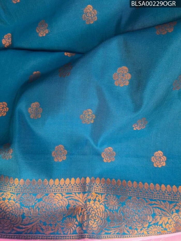 Beautiful Lavender and Blue Semi Soft Silk Saree with Unique Geometric Patterns - Image 2